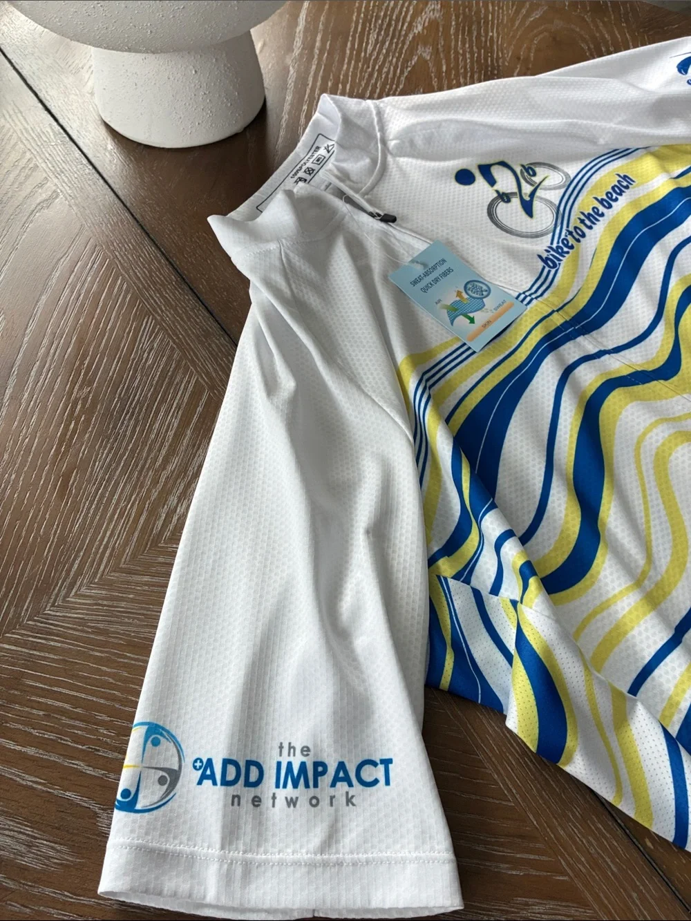 Bike to the Beach Cycling Jersey - White, Blue & Yellow
